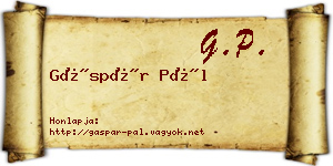 Gáspár Pál névjegykártya